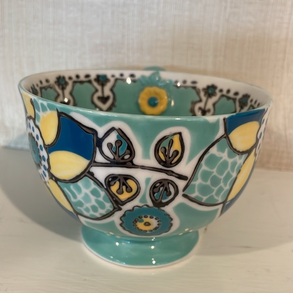 Anthropologie Elka Ayaka Braided Twist Handle Stoneware Coffee Mug Turquoise - Picture 3 of 8